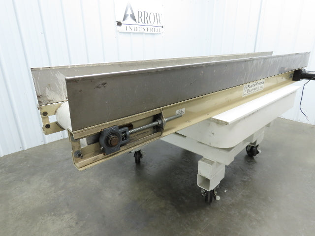 Plastic Process 16"x 8'L Slider Bed Conveyor 12"Belt 90VDC Direct Drive 36FPM