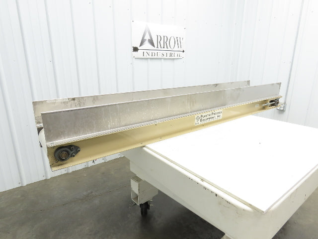 Plastic Process 16"x 8'L Slider Bed Conveyor 12"Belt 90VDC Direct Drive 36FPM