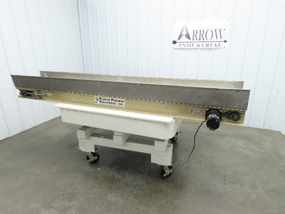 Plastic Process 16"x 8'L Slider Bed Conveyor 12"Belt 90VDC Direct Drive 36FPM