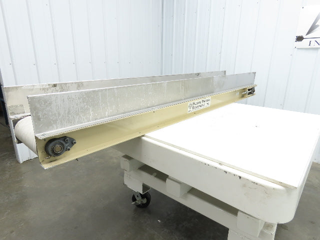 Plastic Process 16"x 8'L Slider Bed Conveyor 12"Belt 90VDC Direct Drive 36FPM