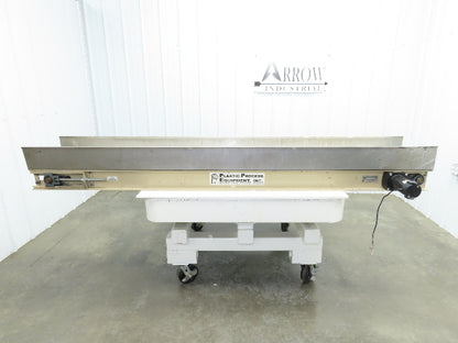 Plastic Process 16"x 8'L Slider Bed Conveyor 12"Belt 90VDC Direct Drive 36FPM