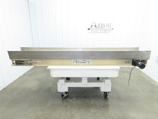 Plastic Process 16"x 8'L Slider Bed Conveyor 12"Belt 90VDC Direct Drive 36FPM