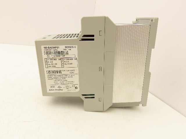 Allen Bradley 160BA03NPS1 Variable Speed AC Drive 0.75kW 1Hp 460VAC 3Ph Ser C