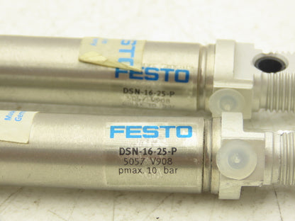 Festo DSN-16-25-P Pneumatic Cylinder 16mm Bore 125mm Stroke 145PSI Lot of 2