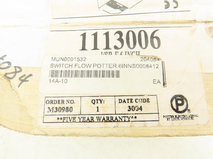 Potter VSR-F 6" Vane Type Waterflow Alarm Switch w/Retard 6" Pipe U-Bolt & Nuts