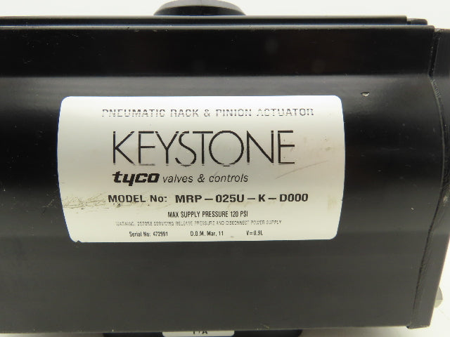 Keystone MRP-025U-K-D000 MRP Rack & Pinion Actuator Double Acting 120 PSI