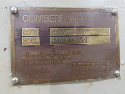 Cumberland 1456-3KN Plastic Granulator Shredder Chipper 14"x 56" 75Hp 460V  3PH