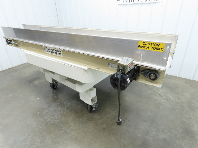 Plastic Process 16"x 8'L Slider Bed Conveyor 12"Belt 115V Direct Drive 19FPM