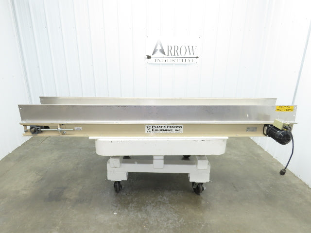 Plastic Process 16"x 8'L Slider Bed Conveyor 12"Belt 115V Direct Drive 19FPM
