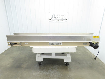Plastic Process 16"x 8'L Slider Bed Conveyor 12"Belt 115V Direct Drive 19FPM