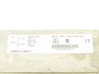 ABB ACS800-U1-0004-5 Variable Speed AC Drive VFD 2Hp 480V 4.9A 3PH