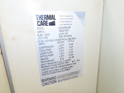 Thermal Care LQ2A2003LXB Accuchiller Type LQ Air-Cooled Chiller 10Hp 208V 3Ph