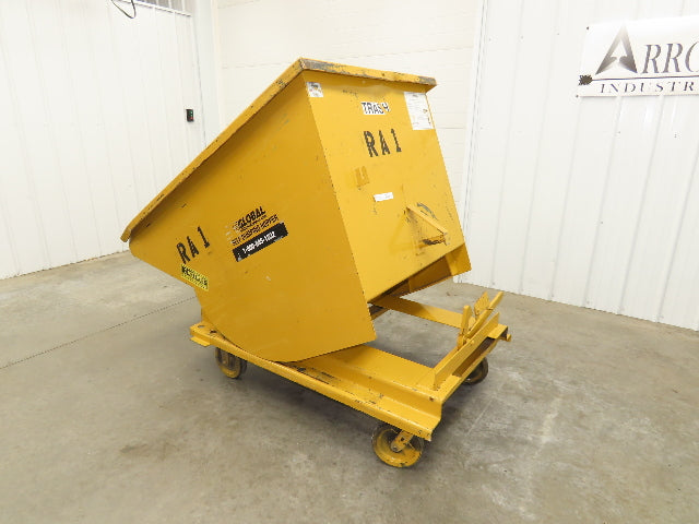 Global 10077 1 YD Self Dumping Hopper 6000lbs Trash Recycling 10g Bin Casters