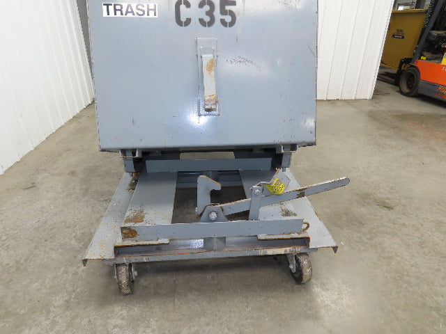 Meco 1 YD Self Dumping Hopper 6000lbs Trash Recycling 10g Bin Casters