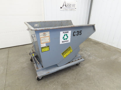 Meco 1 YD Self Dumping Hopper 6000lbs Trash Recycling 10g Bin Casters