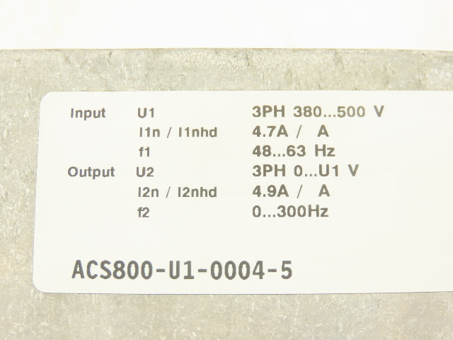 ABB ACS800-U1-0004-5 Variable Speed AC Drive VFD 2Hp 480V 4.9A 3PH Read