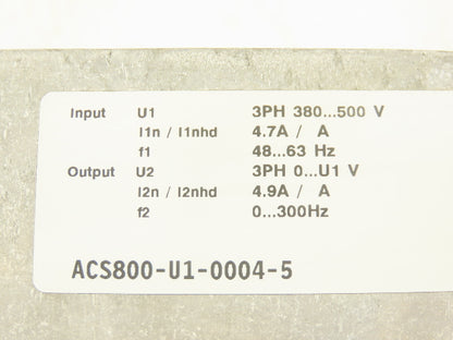 ABB ACS800-U1-0004-5 Variable Speed AC Drive VFD 2Hp 480V 4.9A 3PH Read