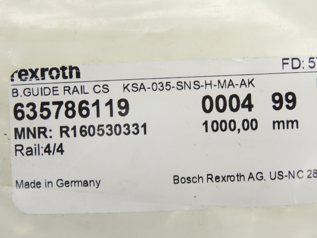 Rexroth KSA-035-SNS-H-MA-AK Linear Ball Bearing Guide Rail Size 35 1000mm Length