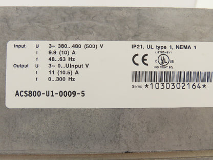 ABB ACS800-U1-0009-5+P901 Variable Speed AC Drive VFD 5.5kw 7.5Hp 480V 3PH
