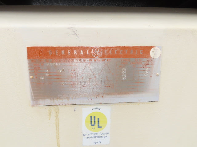 General Electric 9T23B3883 Power Transformer 45kva 3 Phase HV 480V LV 240V Delta