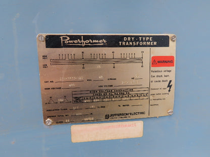 Powerformer 223-3217-120 Power Transformer 45kva 3Ph HV 480 LV 240/120 CT