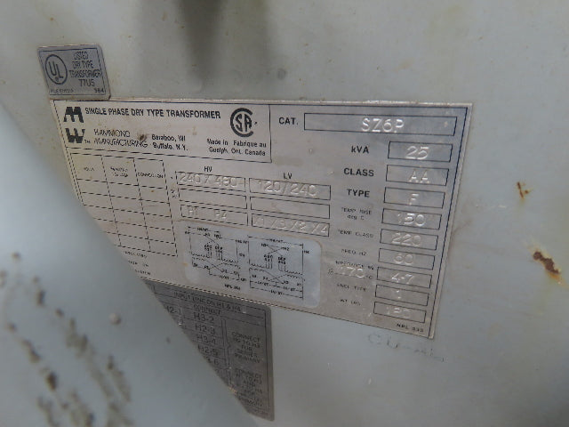 Hammond SZ6P Mobile Transformer Power Station 25kva 1Ph HV 240/480 LV 120/240