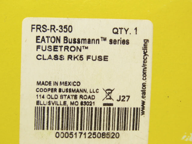 Fusetron FRS-R-350 Dual Element Time Delay Fuse 350A 600VAC Class RK5