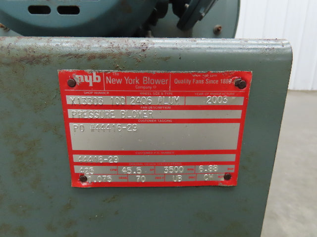 New York Blower 2406 ALM High Pressure Blower 3Hp 3510RPM 230/460V 3Ph 425CFM