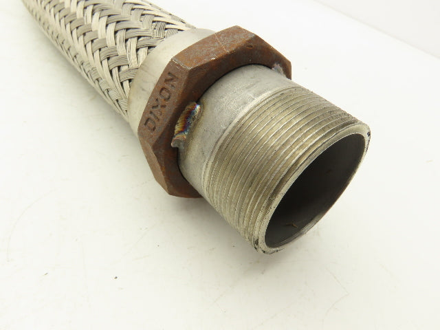 2" Braided Stainless Flex Hose 2" NPT Male Ends X 30" Length 3" Welded Nut