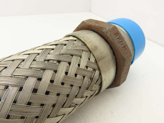 2" Braided Stainless Flex Hose 2" NPT Male Ends X 30" Length 3" Welded Nut