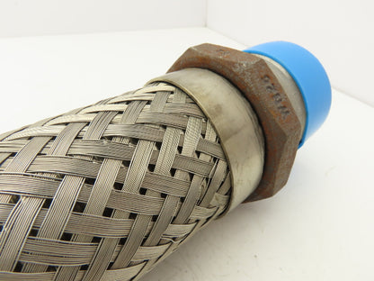 2" Braided Stainless Flex Hose 2" NPT Male Ends X 30" Length 3" Welded Nut