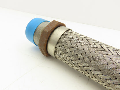 2" Braided Stainless Flex Hose 2" NPT Male Ends X 30" Length 3" Welded Nut