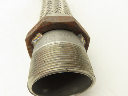 2" Braided Stainless Flex Hose 2" NPT Male Ends X 30" Length 3" Welded Nut