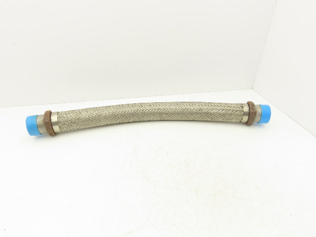 2" Braided Stainless Flex Hose 2" NPT Male Ends X 30" Length 3" Welded Nut
