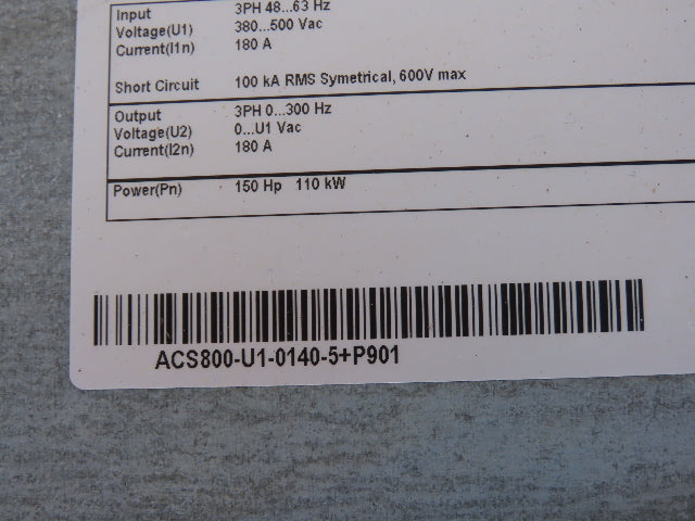 ABB ACS800-U1-0140-5+P901 VFD Variable Speed AC Drive 150Hp 480V 3Ph