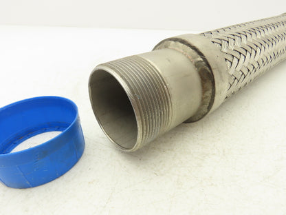 2" x 18" Braided Stainless Steel Compressed Air Flex Hose 2" NPT Male Ends