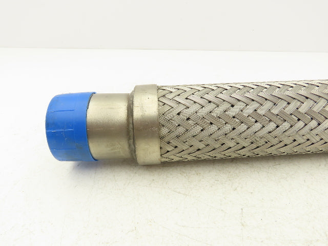 2" x 18" Braided Stainless Steel Compressed Air Flex Hose 2" NPT Male Ends