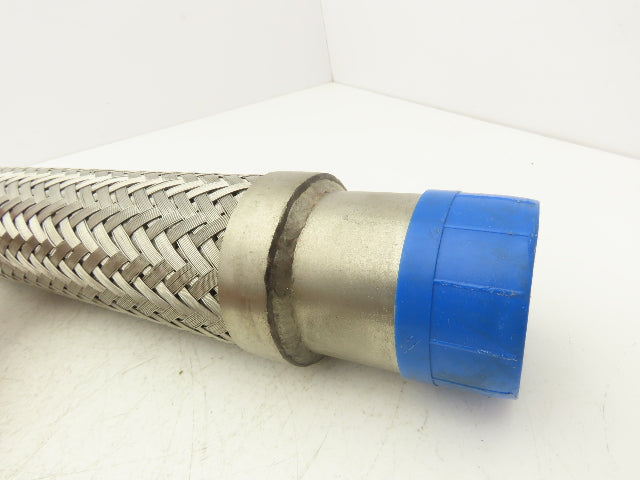 2" x 18" Braided Stainless Steel Compressed Air Flex Hose 2" NPT Male Ends