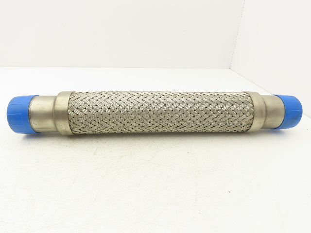 2" x 18" Braided Stainless Steel Compressed Air Flex Hose 2" NPT Male Ends