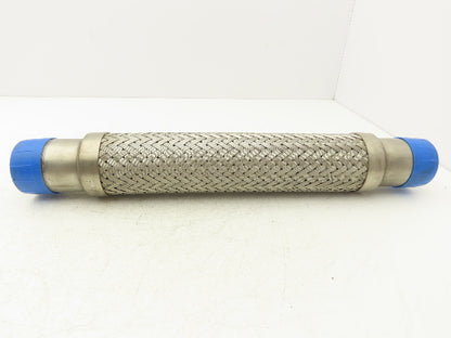 2" x 18" Braided Stainless Steel Compressed Air Flex Hose 2" NPT Male Ends