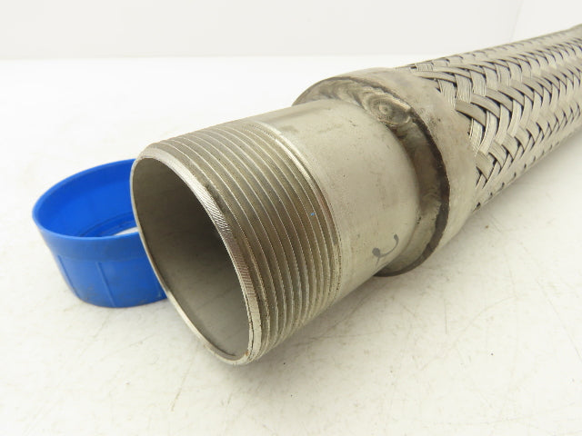 2" x 18" Braided Stainless Steel Compressed Air Flex Hose 2" NPT Male Ends