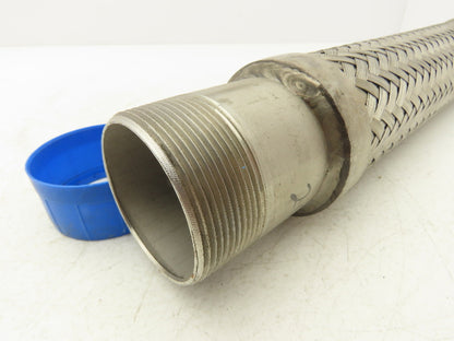 2" x 18" Braided Stainless Steel Compressed Air Flex Hose 2" NPT Male Ends