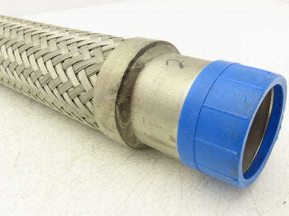 2" x 18" Braided Stainless Steel Compressed Air Flex Hose 2" NPT Male Ends