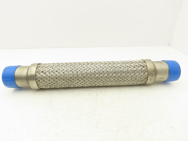 2" x 18" Braided Stainless Steel Compressed Air Flex Hose 2" NPT Male Ends