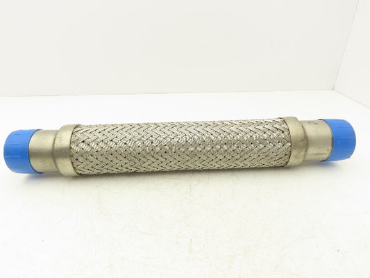 2" x 18" Braided Stainless Steel Compressed Air Flex Hose 2" NPT Male Ends