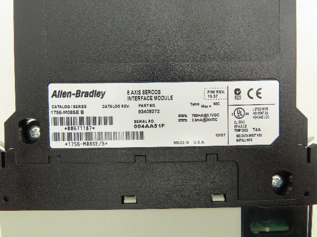 Allen Bradley 1756M08SE ControlLogix 8-Axis Sercos Interface Module Series B