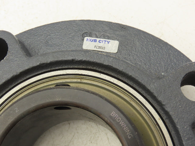 Hub City FC350X3 Flange Ball Bearing 3" Bore 4 Bolt Piloted Set Screw Lock