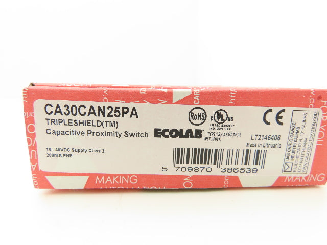 Carlo Gavazzi CA30CAN25PA 30mm Proximity Sensor 0-25mm Capacitive 10-40VDC