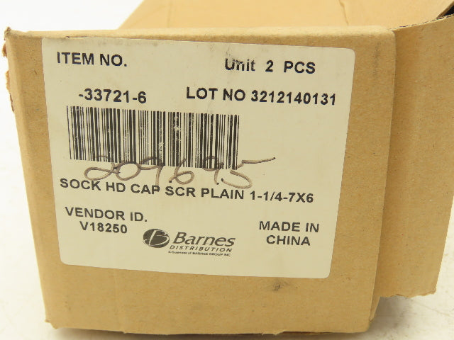 Barnes 1-1/4-7x6 Socket Head Cap Screw 1-1/4" OD x 6" 7-1/4" OAL Lot of 2