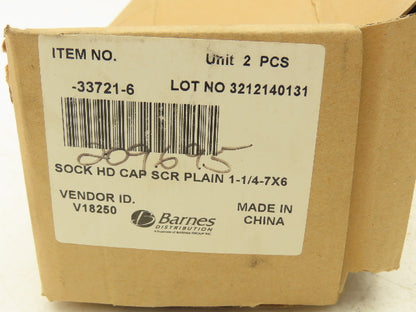 Barnes 1-1/4-7x6 Socket Head Cap Screw 1-1/4" OD x 6" 7-1/4" OAL Lot of 2